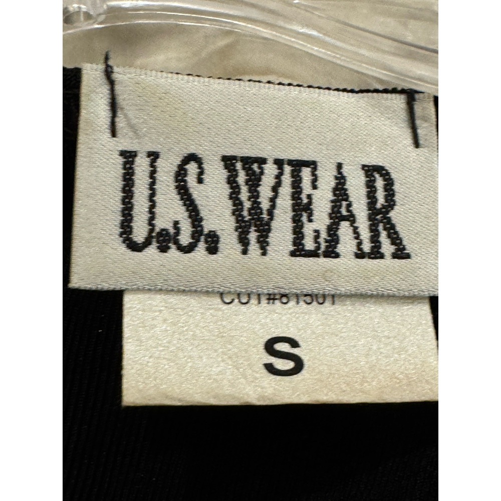 Vintage US WEAR 2 Piece Slinky Black Pants Outfit Rhinestone Zip Top Size S - Picture 3 of 11